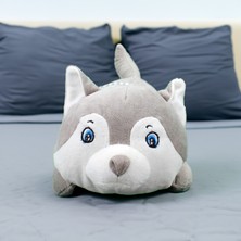 Husky Yastık Uyku Peluş 45 cm Gri