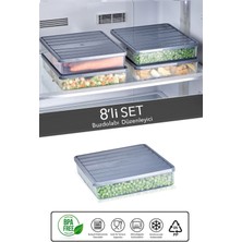 8 Adet Buzdolabı Düzenleyici - Difriz Saklama Kabı Seti - Mikrodalga Uyumlu Organizer 8X2500 ml