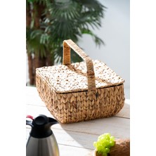 Acar Wicker Kapaklı Hasır Piknik Sepeti - 32 Cm