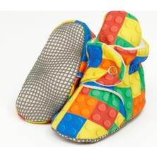 Ella Bonna Organik Pamuk Bebek Pandufu, Kaydırmaz Taban, Yenidoğan Patiği, Ev Kreş Ayakkabısı, Lego