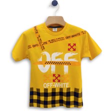 Triliya - Erkek Çocuk Ikili Takım Off-White Baskılı Tişört ve Eşofman Altı Takımı 3-11 Yaş