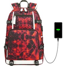 Laptop Bölmeli, USB Şarj Kablolu, Su Geçirmez Lise ve Günlük Kaliteli Sırt Çantası Turuncu SRT6101-5