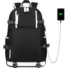 Go Veform Laptop Bölmeli, USB Şarj Kablolu, Su Geçirmez Lise ve Günlük Kaliteli Sırt Çantası Siyah SRT6101-5