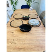 Jüt Hasır Amerikan Servis Supla ve Sepet 5 Parça