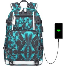 Laptop Bölmeli, USB Şarj Kablolu, Su Geçirmez Lise ve Günlük Kaliteli Sırt Çantası Turkuaz SRT6101-5