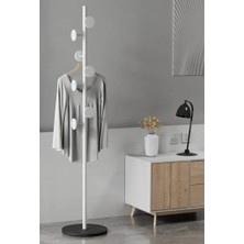 Trendesk Metal Beyaz  Ayaklı Askılık Elbise Askısı Portmanto Askılık 165*32 Cm