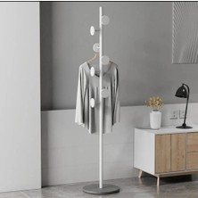 Trendesk Metal Beyaz  Ayaklı Askılık Elbise Askısı Portmanto Askılık 165*32 Cm