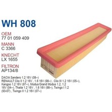 Wunder WH808 Hava Filtresi - Renault Clıo Iı / Clıo Iıı / Twıngo I-Iı 12 16 V 2001 > Uyumlu