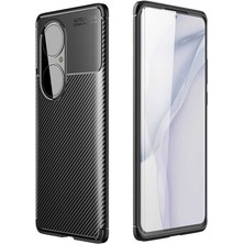 FUJİMAX Huawei P50 Pro Kılıf Darbe Emici Uzun Ömürlü Dayanıklı Parmak Izi Yapmaz Karbon Tasarım Negro Silikon Kılıf