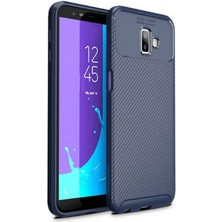 Samsung Galaxy J6 Plus Kılıf Darbe Emici Uzun Ömürlü Dayanıklı Parmak Izi Yapmaz Karbon Tasarım Negro Silikon Kılıf