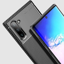 FUJİMAX Samsung Galaxy Note 10 Kılıf Darbe Emici Uzun Ömürlü Dayanıklı Parmak Izi Yapmaz Karbon Tasarım Negro Silikon Kılıf