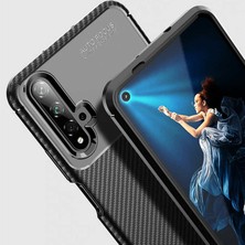 FUJİMAX Huawei Honor 20 Kılıf Darbe Emici Uzun Ömürlü Dayanıklı Parmak Izi Yapmaz Karbon Tasarım Negro Silikon Kılıf