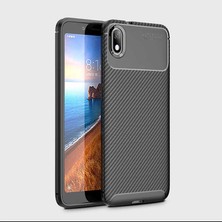 FUJİMAX Xiaomi Redmi 7A Kılıf Darbe Emici Uzun Ömürlü Dayanıklı Parmak Izi Yapmaz Karbon Tasarım Negro Silikon Kılıf