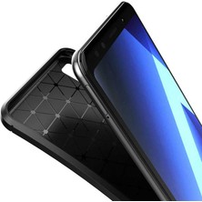 FUJİMAX Samsung Galaxy A7 2018 Kılıf Darbe Emici Uzun Ömürlü Dayanıklı Parmak Izi Yapmaz Karbon Tasarım Negro Silikon Kılıf