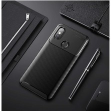 FUJİMAX Xiaomi Redmi Note 6 Pro Kılıf Darbe Emici Uzun Ömürlü Dayanıklı Parmak Izi Yapmaz Karbon Tasarım Negro Silikon Kılıf