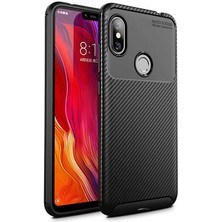 FUJİMAX Xiaomi Redmi Note 6 Pro Kılıf Darbe Emici Uzun Ömürlü Dayanıklı Parmak Izi Yapmaz Karbon Tasarım Negro Silikon Kılıf