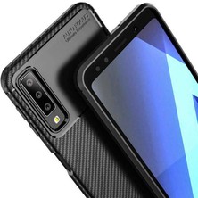 FUJİMAX Samsung Galaxy A7 2018 Kılıf Darbe Emici Uzun Ömürlü Dayanıklı Parmak Izi Yapmaz Karbon Tasarım Negro Silikon Kılıf