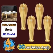 Badem10 Pırlanta Plastik Sehpa Ayağı 30 cm Altın Renk 4 Adet Mobilya Orta Sehpası M8 Civatalı Ayak Ayaklar