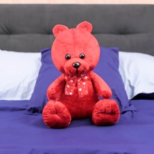 Oturan Peluş Ayıcık 32CM Kırmızı