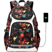 Laptop Bölmeli, USB Şarj Kablolu, Su Geçirmez Lise ve Günlük Kaliteli Sırt Çantası Turuncu SRT6688