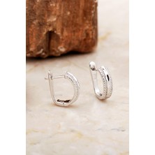 Sümer Telkari Rodyumlu Taşlı Parlak Gümüş J Küpe 6962