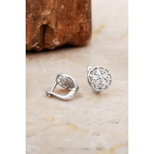 Sümer Telkari Rodyumlu Parlak Çiçek Gümüş J Küpe 6961