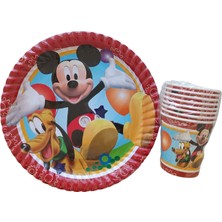 Ngüzel Party Mickey Mouse Mickey Fare Temalı Doğum Günü 8 Adet Karton Tabak + 8 Adet Karton Bardak Seti