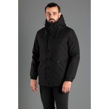 Zeki Özer Zeki Özererkek Siyah Kapüşonlu Şişme Mont