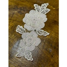 Gönülden Tasarım Pembe Kabartma Çiçekli Güpür Aplike Dikiş Giyim Aksesuarı 22X12 cm Zarif Tasarım