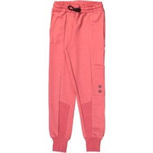 İrem Çocuk Giyim Kız Çocuk Sol Bacağı Cepli Paçası Garnili Cep Üzeri Kuş Gözü Aksesuarlı Tarçın Renk Eşofman Altı