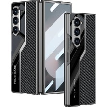 Lyon Tech Galaxy Z Fold 6 Kılıf Ultra Ince Kamera Korumalı Pc + Karbon Fiber Tasarımlı Arka Yüzey Zore Kıpta Poligan Kapak