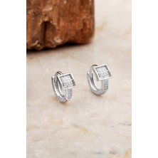 Sümer Telkari 12 M M Rodyumlu Tasarım Gümüş Halka Küpe 6975