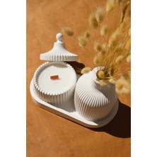 Pamir Candles Vintage Set-Vazo-Mumluk-Tabak 3 Parça-El Yapımı