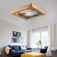 Wood Design World Ahşap Çerçeve Tavan LED Aydınlatma Avize