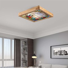 Wood Design World Ahşap Çerçeve Tavan LED Aydınlatma Avize