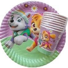 Ngüzel Party Paw Patrol Lady Temalı Doğum Günü 8 Adet Karton Tabak + 8 Adet Karton Bardak Seti