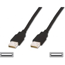 Digitus AK-300100-018-S USB 2.0 Bağlantı Kablosu, USB A Erkek - USB A Erkek, 1.8 Metre, Awg 30, USB 2.0 Uyumlu, Ul, Siyah Renk
