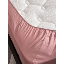 KAAY Pamuk Saten Yastık Kılıfı Dahil Lastikli Çarşaf Seti Çift Kişilik 160x200 Pembe