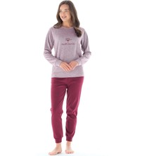 Feyza Kadın Balık Sırtı Desenli Önden Düğmeli Paçası Lastikli 3'lü Pijama Takımı 4929
