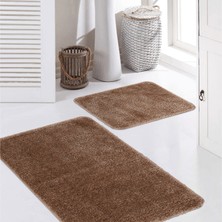 Eurobano Home %100 Doğal Kaymaz Taban Işıltılı Devetüyü Yıkanabilir 2’li Banyo Halısı, Paspas