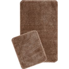 Eurobano Home %100 Doğal Kaymaz Taban Işıltılı Devetüyü Yıkanabilir 2’li Banyo Halısı, Paspas