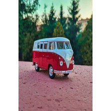 T1 Bus 1963 Classical Otobüs Koleksiyon Metal Araba Kırmızı Karavan 12CM