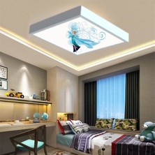 Elsa Frozen Çocuk Odası Led Avıze-60cmx60cm Büyük Kare-1.5kg Hafif- 54w Güçlü Işık-Sıva Üstü Montaj