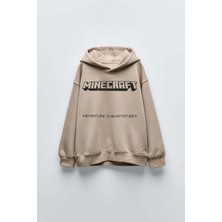 Miniko Kids Erkek Çocuk Mınecraft Modelli Pamuk Kapşonlu Sweat