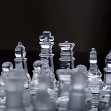 Glass Chess Cam Satranç Takımı (25 cm x 25 Cm)