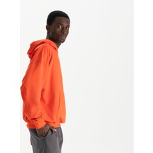 Uniu Erkek Kırmızı %100 Organik Pamuk Kanguru Cepli Kapüşonlu Oversize Sweatshirt