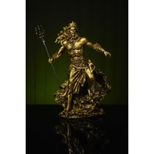 Narçiçeği Takı ve Hediyelik Özel Tasarım Antik Yunan Deniz Tanrısı Poseidon Orta Boy Gold / Bronz Heykel Biblo