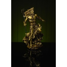 Narçiçeği Takı ve Hediyelik Özel Tasarım Antik Yunan Deniz Tanrısı Poseidon Orta Boy Gold / Bronz Heykel Biblo