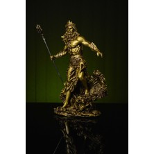 Narçiçeği Takı ve Hediyelik Özel Tasarım Antik Yunan Deniz Tanrısı Poseidon Orta Boy Gold / Bronz Heykel Biblo