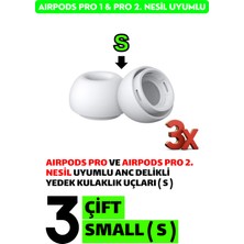 Ewec 3 Çift Small - Pro ve Pro 2.nesil Uyumlu Anc Delikli Premium Yedek Silikon Kulaklık Uçları (S)